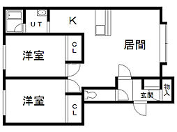 プロビデンスB 2LDKの間取図画像