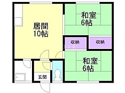 小沢コーポ 2LDKの間取図画像