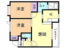 スプリングヒルズA 2LDKの間取図画像