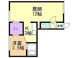 ニチイコーポ 1LDKの間取図画像