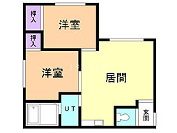 サンコート豊岡B 2DKの間取図画像