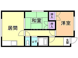 富コーポ 2LDKの間取図画像
