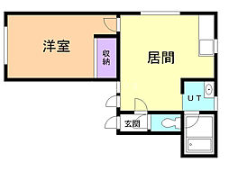北方舘 1DKの間取図画像