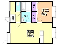 トムハイツ新富 1LDKの間取図画像