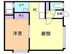 麒麟館2 1LDKの間取図画像