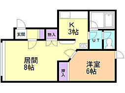 シティハウスNo.3 1LDKの間取図画像