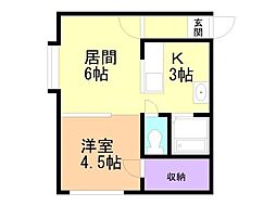 パールセント413 1LDKの間取図画像