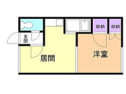 旭町113ハイツB 1DKの間取図画像