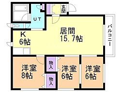 グランデ2 3LDKの間取図画像