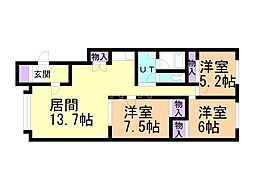 ルミネB 3LDKの間取図画像