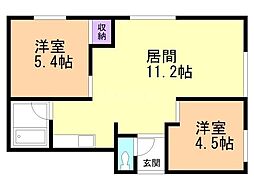 サンコート豊岡A 2LDKの間取図画像