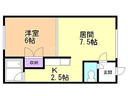 ハイツカワタMOANA 1LDKの間取図画像