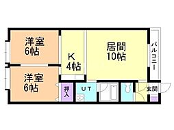 アネックスカワゾエ 2LDKの間取図画像