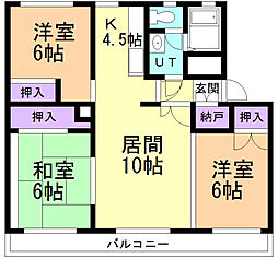 テレパレス旭川春光1 3LDKの間取図画像