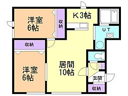 ジョリ1・6 2LDKの間取図画像