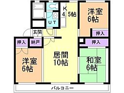 テレパレス旭川春光1 3LDKの間取図画像