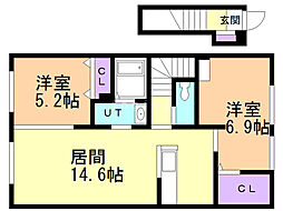 ピュアリー 2LDKの間取図画像