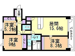 N120 3LDKの間取図画像