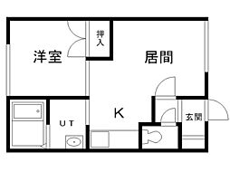 フレンドハイツ 1DKの間取図画像