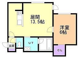 名寄市字徳田アパート 1LDKの間取図画像