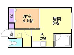 カトウハイツ3 1LDKの間取図画像