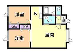 けいコーポ 2LDKの間取図画像
