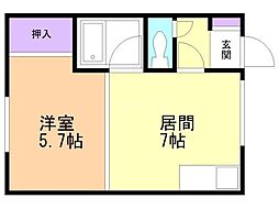 クリーンハイツ 1DKの間取図画像