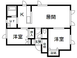 絆ハイツB 2LDKの間取図画像