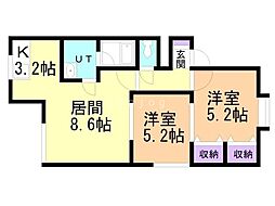 チェリー15・5C 2LDKの間取図画像
