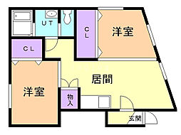 コムハウス 2DKの間取図画像