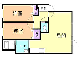 エコワンネオ14 2LDKの間取図画像
