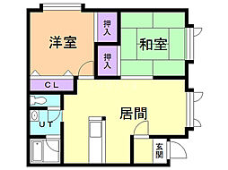 こんのハイツNorthTwin 2LDKの間取図画像