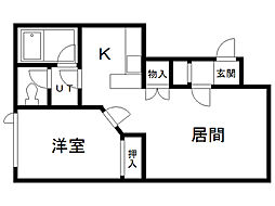 シティハウスNo.3 1LDKの間取図画像