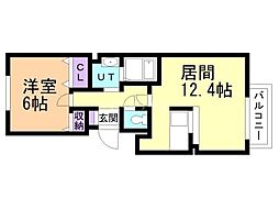 エレガンス 1LDKの間取図画像