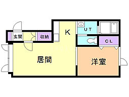 ジェミニH.R.A 1LDKの間取図画像