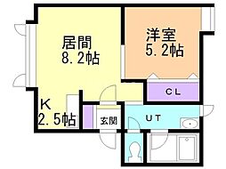 ルーヴル 1LDKの間取図画像