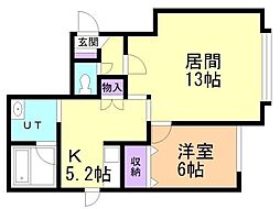 エトワール東光 1LDKの間取図画像