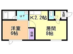 ハイエスト東7・8 1LDKの間取図画像