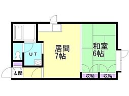 ゲラン 1DKの間取図画像
