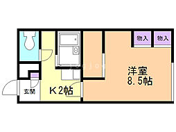 レオパレスオーエスト 1Kの間取図画像