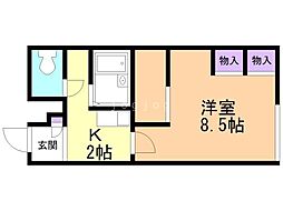 レオパレスアンバー 1Kの間取図画像