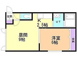 ヴァンクレールB 1LDKの間取図画像