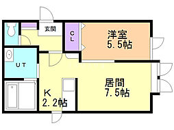 リーノA 1DKの間取図画像