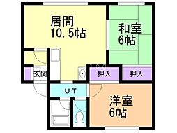 上田第1レジデンス 2LDKの間取図画像