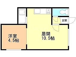 広陵コーポ 1DKの間取図画像