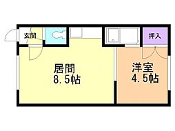 ライフ神楽 1DKの間取図画像