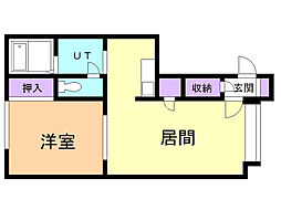 アスティ13・A 1LDKの間取図画像