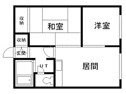 カサブランカ 2DKの間取図画像