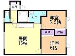 フェリーチェB 2LDKの間取図画像