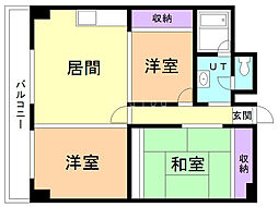 三河屋ビル 2LDKの間取図画像